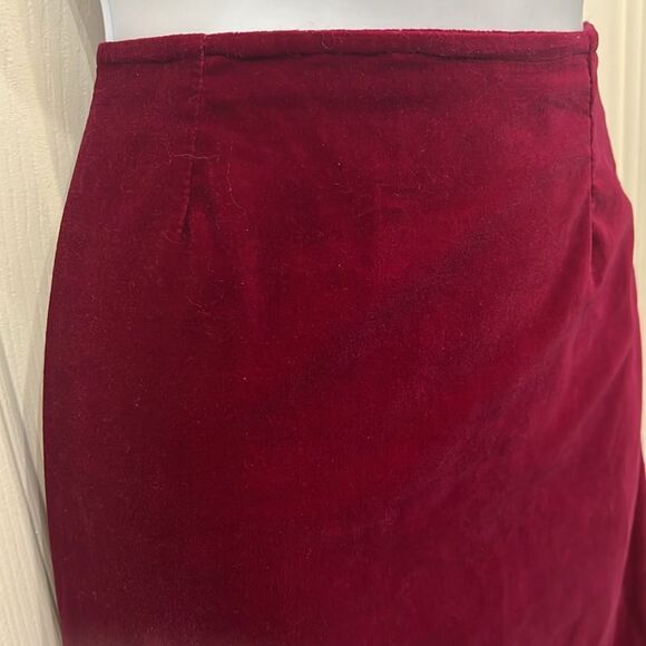 Claybrooke Maxi Skirt Sz 10 Burgundy Red 💯% Cotton Velv Feel Vintage Hong Kong - Picture 3 of 7